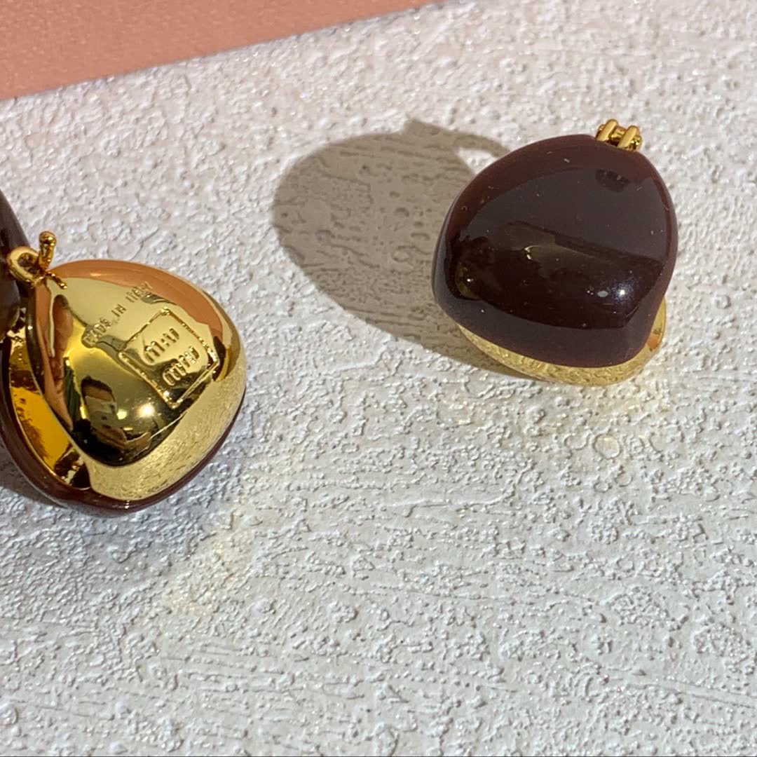 Miu Miu Elegant Brown Drop Earrings